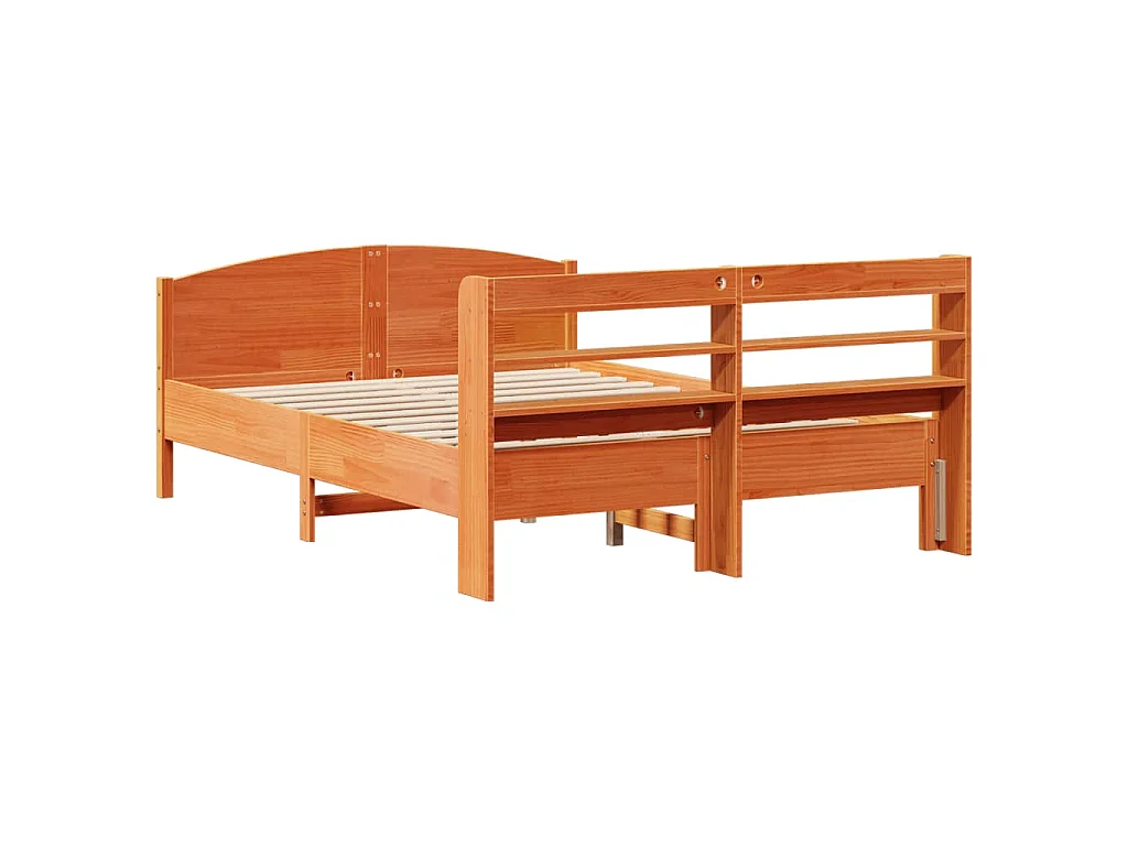 Massivholzbett ohne Matratze Wachsbraun 120x190 cm Kiefernholz