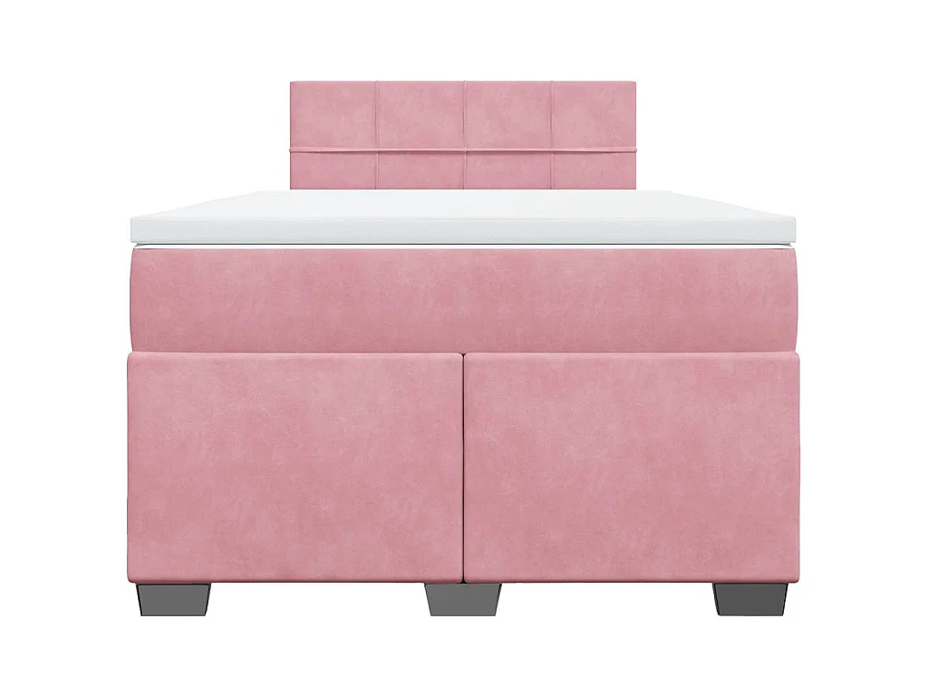 Cama box spring con colchón terciopelo rosa 120x190 cm