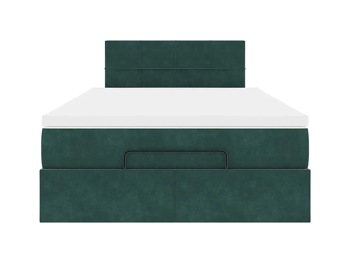 Cadre de lit ottoman avec matelas vert foncé 120x200 cm velours