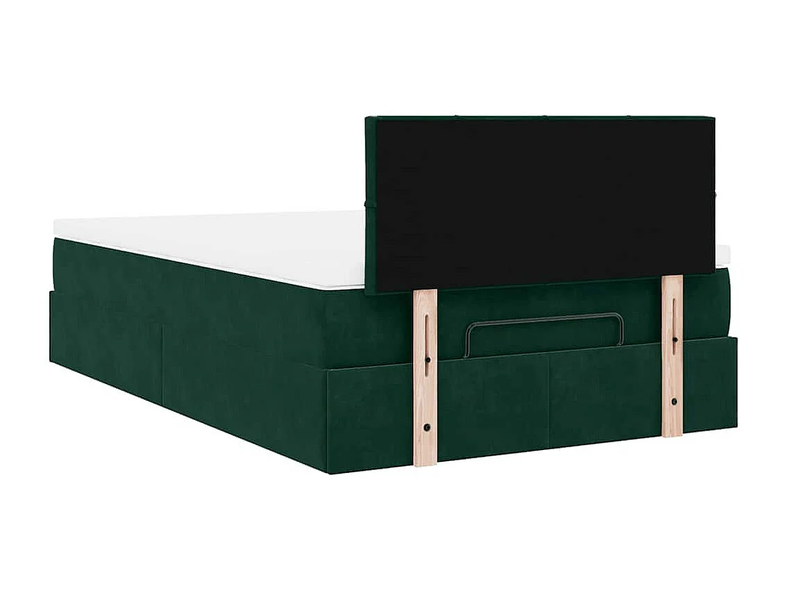 Cadre de lit ottoman avec matelas vert foncé 120x200 cm velours