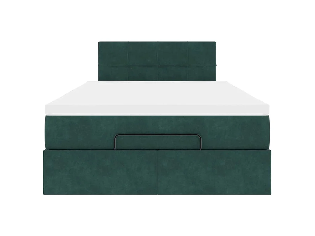 Cadre de lit ottoman avec matelas vert foncé 120x200 cm velours