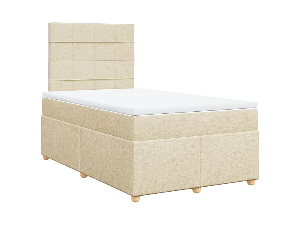 Cama boxspring com colchão 120x190 cm tecido cor creme