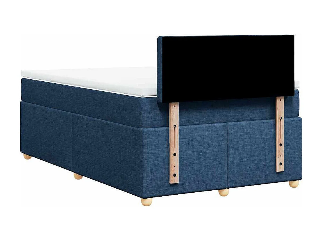 Cama boxspring com colchão 120x190 cm tecido azul