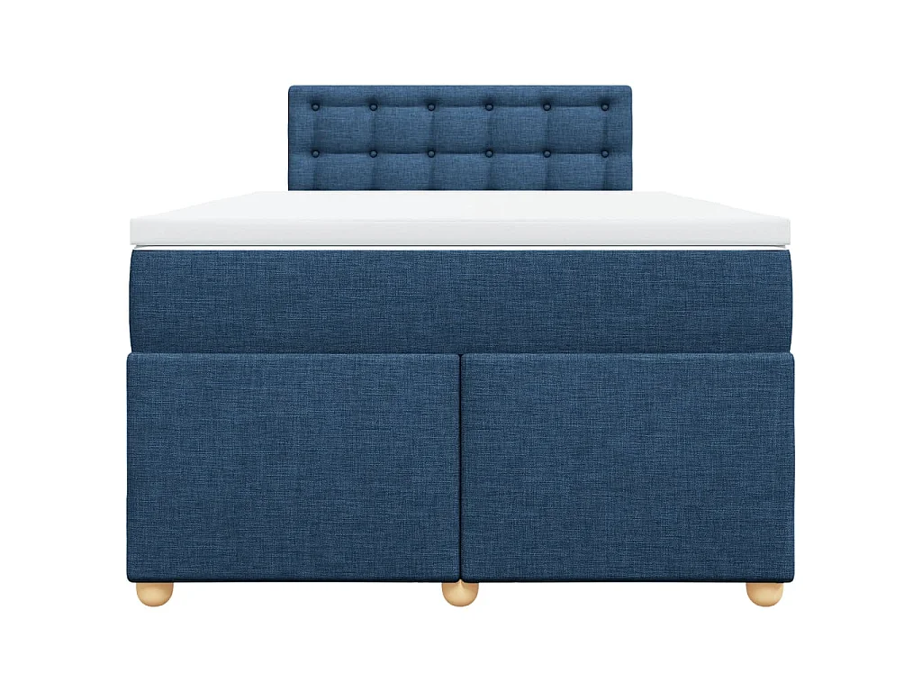 Cama box spring con colchón tela azul 120x190 cm