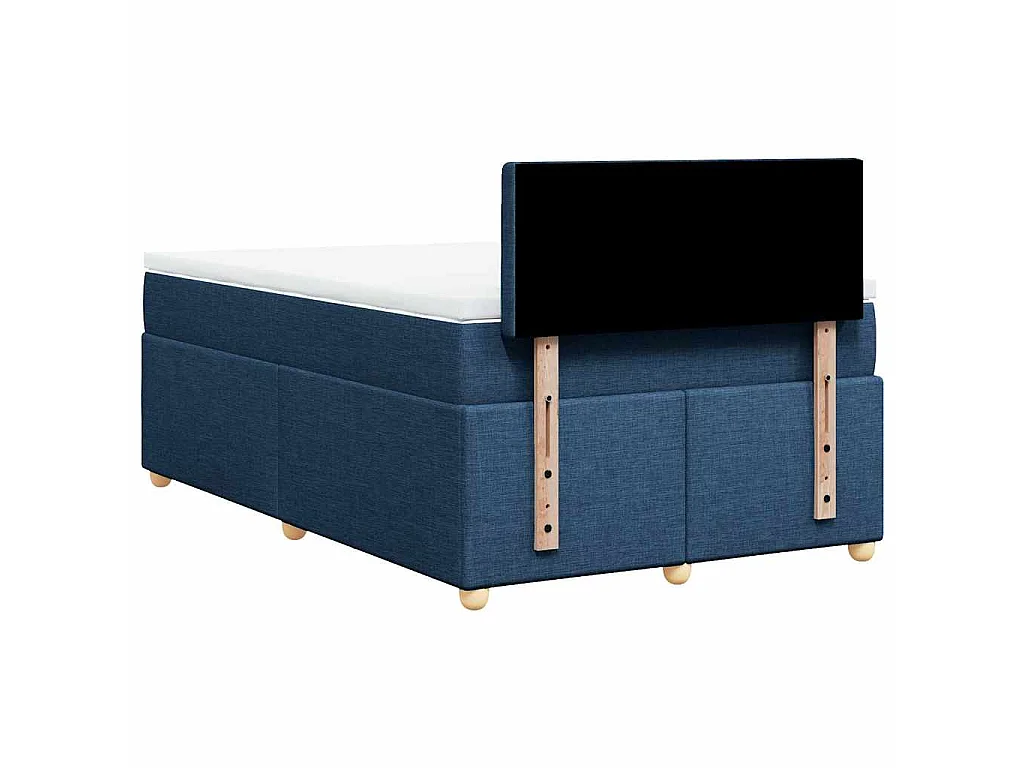Cama box spring con colchón tela azul 120x190 cm