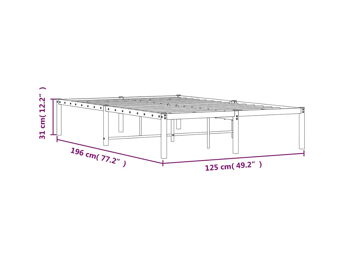 Cadre de lit métal blanc 120x190 cm