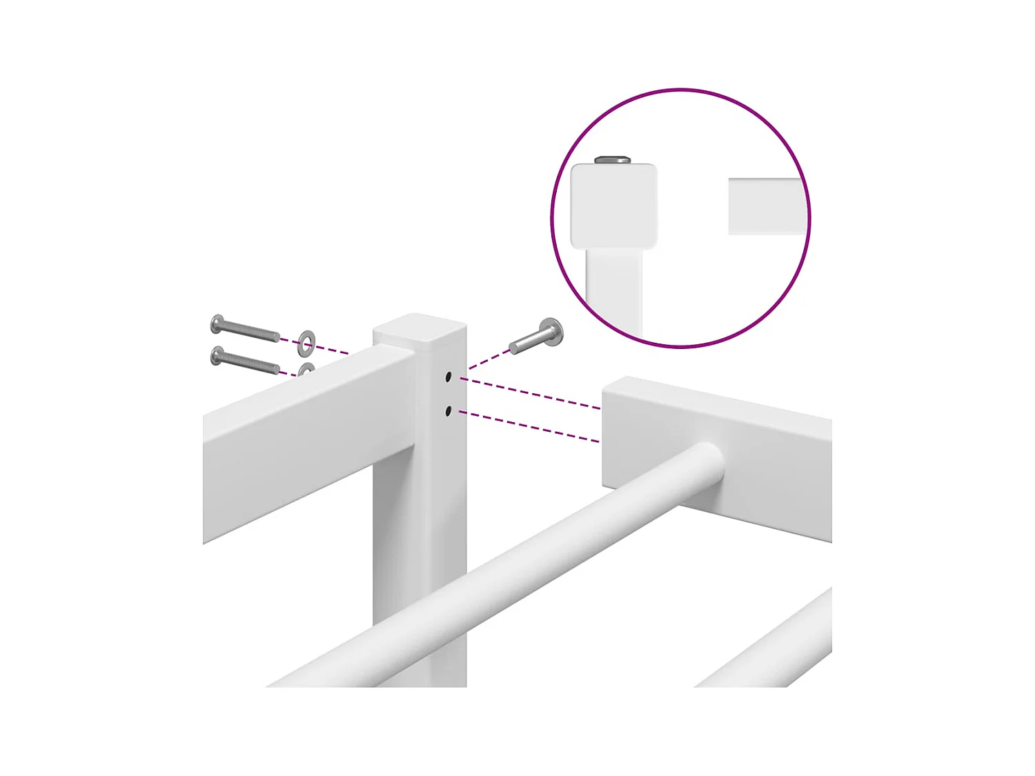 Cadre de lit métal blanc 120x190 cm