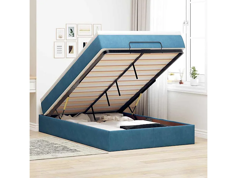 Bed poef met matras 120x190 cm fluweel donkerblauw