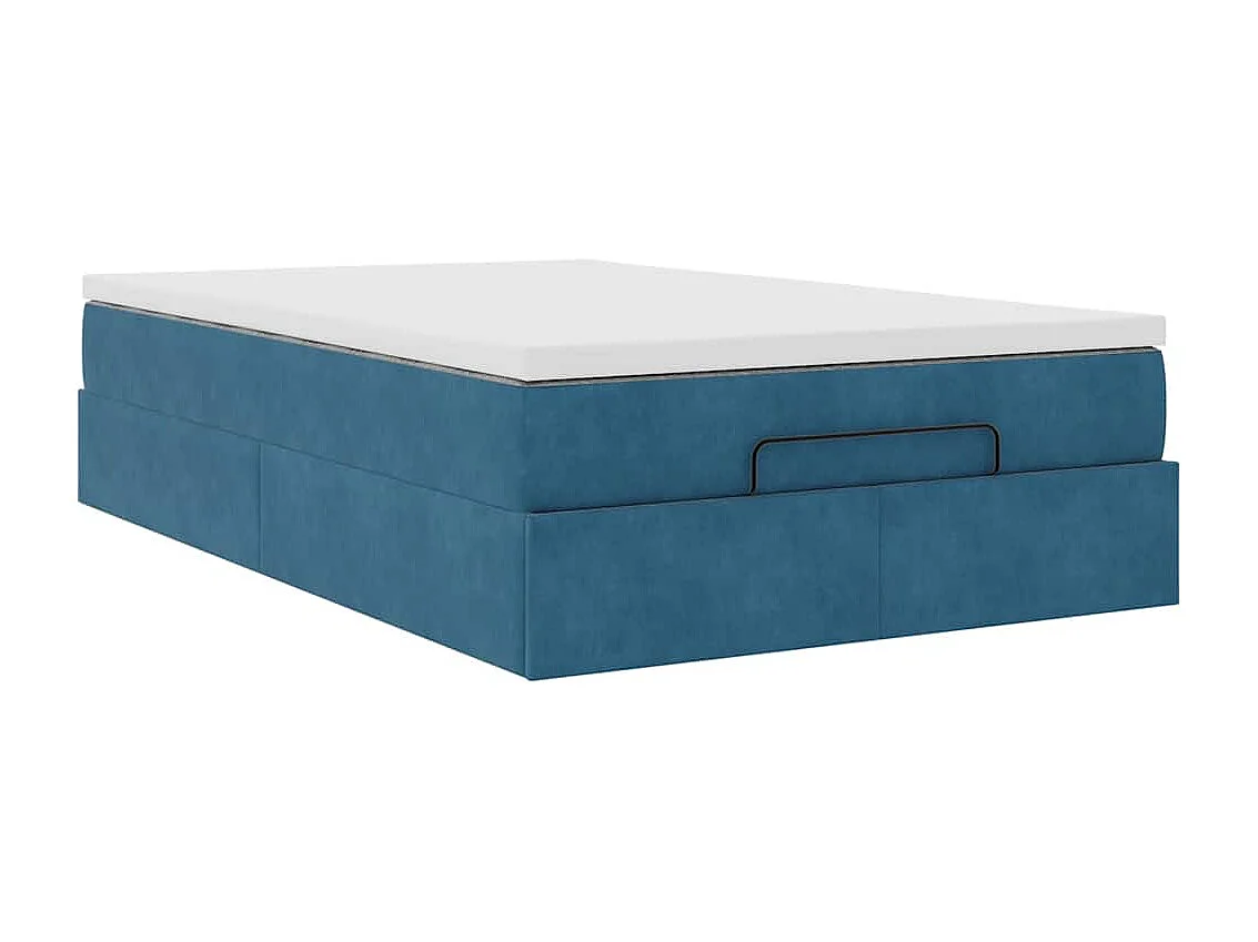 Lit ottoman avec matelas bleu foncé 120x190 cm velours