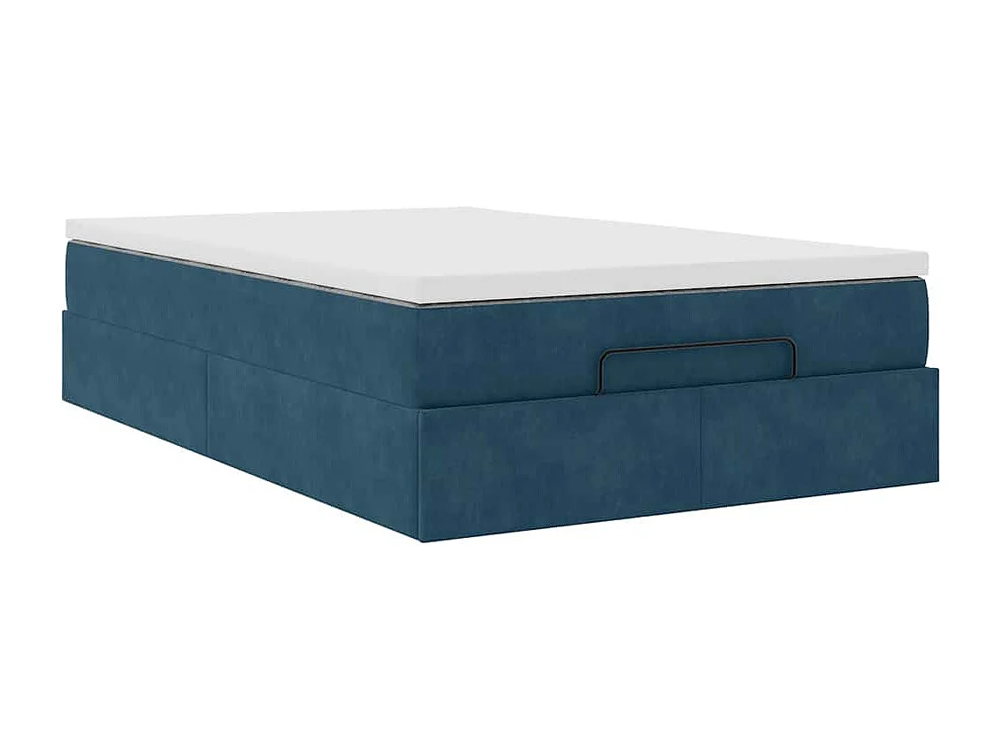 Pouf Letto con Materasso Blu Scuro 120x190 cm Velluto