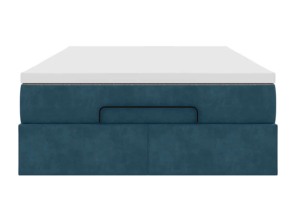 Pouf Letto con Materasso Blu Scuro 120x190 cm Velluto