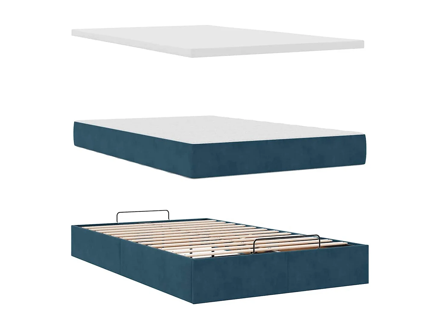Pouf Letto con Materasso Blu Scuro 120x190 cm Velluto