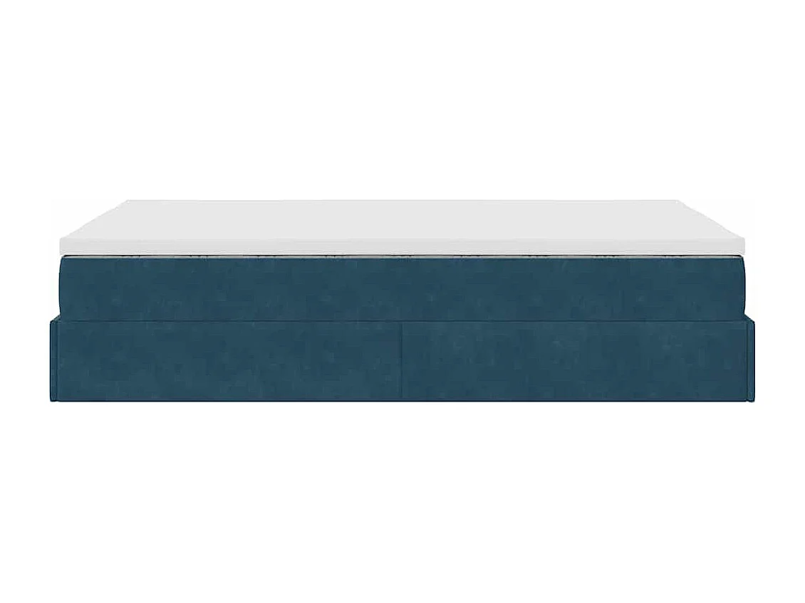 Pouf Letto con Materasso Blu Scuro 120x190 cm Velluto