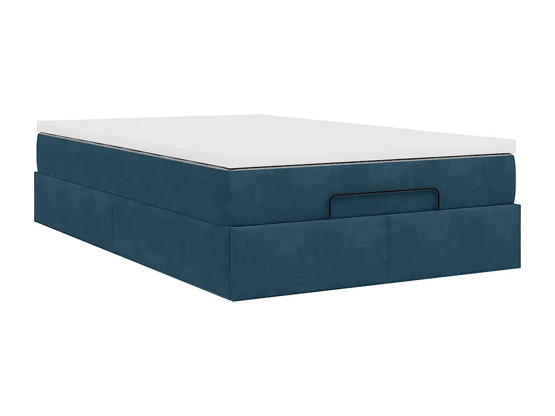 Pouf Letto con Materasso Blu Scuro 120x190 cm Velluto