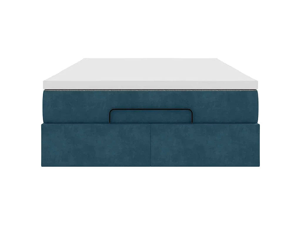 Lit ottoman avec matelas bleu foncé 120x190 cm velours