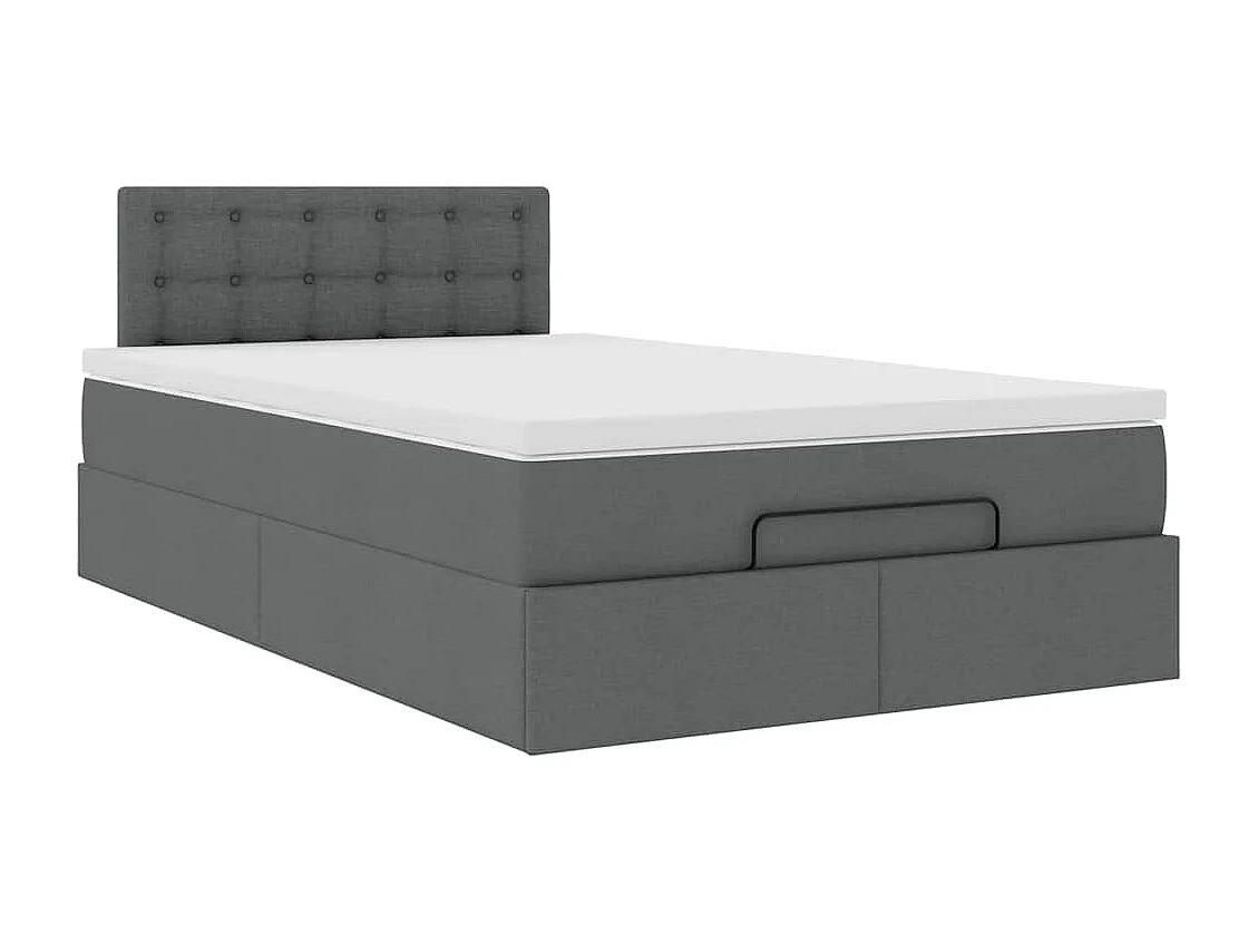 Lit ottoman avec matelas et LED gris foncé 120x190 cm tissu