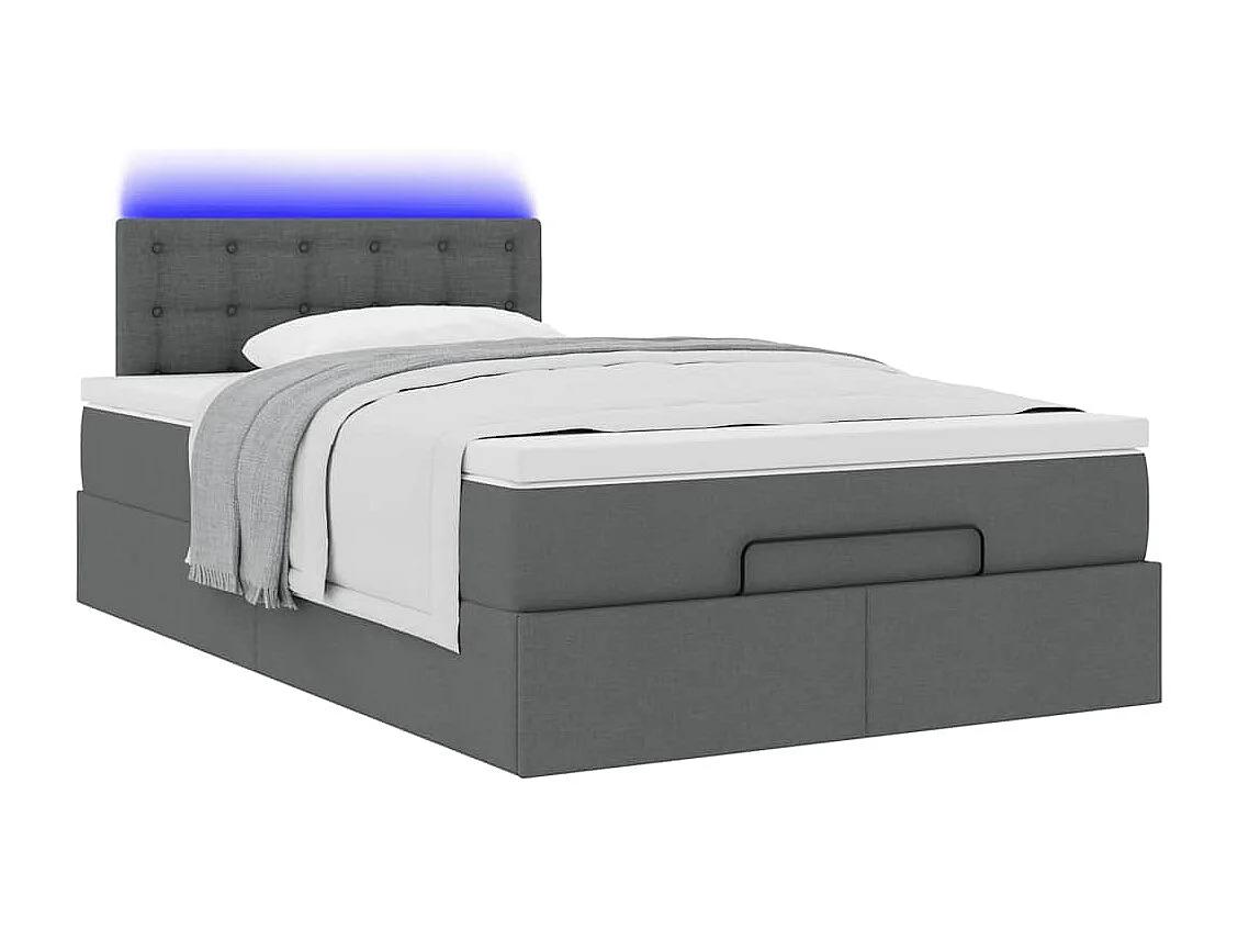 Bed poef met matras en LED's 120x190 cm stof donkergrijs