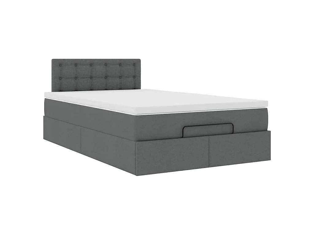Pouf Letto con Materasso e LED Grigio Scuro 120x190 cm Tessuto