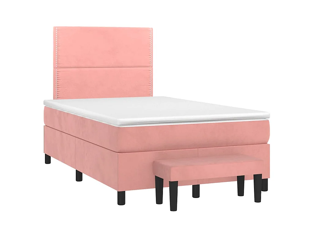 Sommier à lattes de lit avec matelas rose 120x190 cm velours