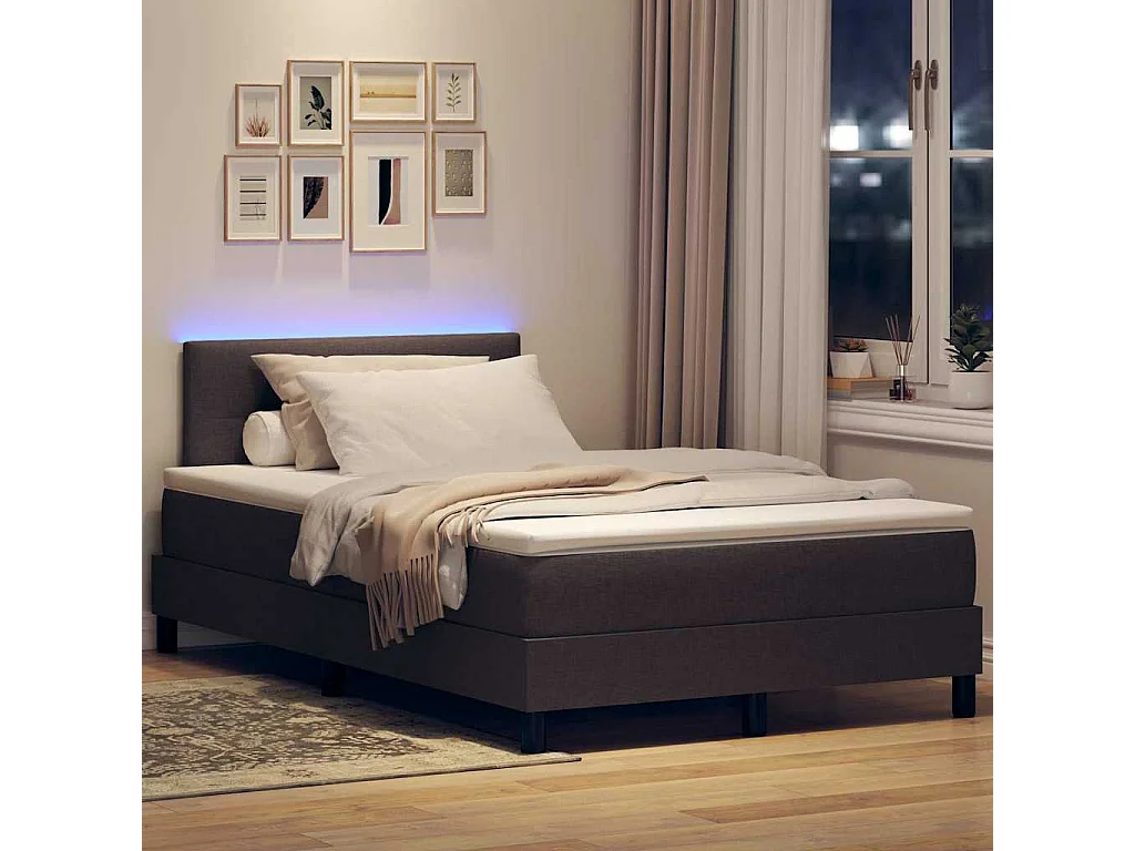 Boxspring bed met hoofdeinde Donkerbruin 120 x 190 cm Stof