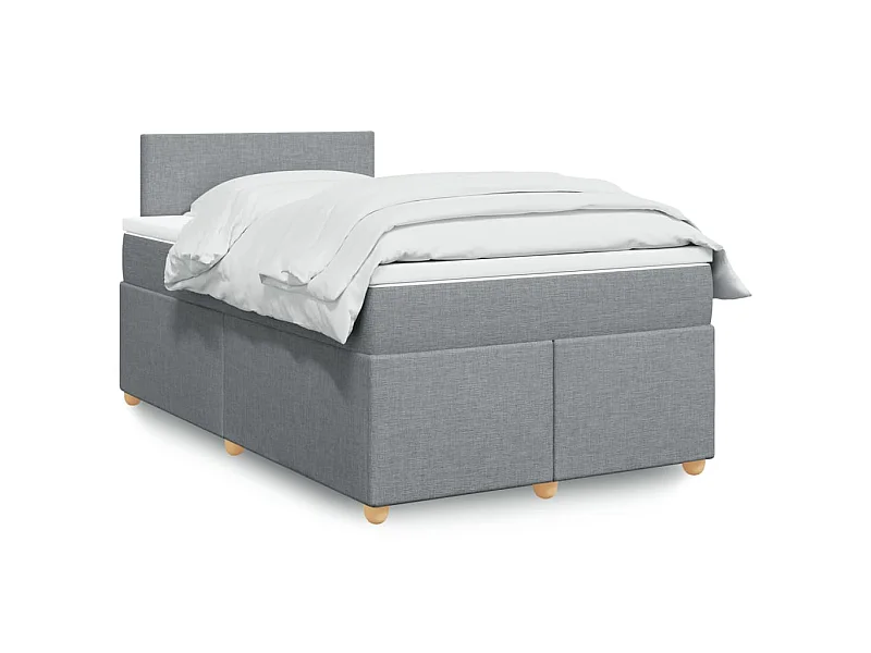 Sommier à lattes de lit et matelas gris clair 120x190 cm tissu