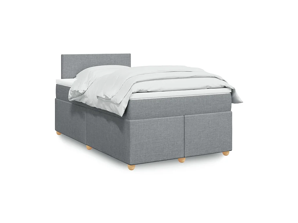 Sommier à lattes de lit et matelas gris clair 120x190 cm tissu