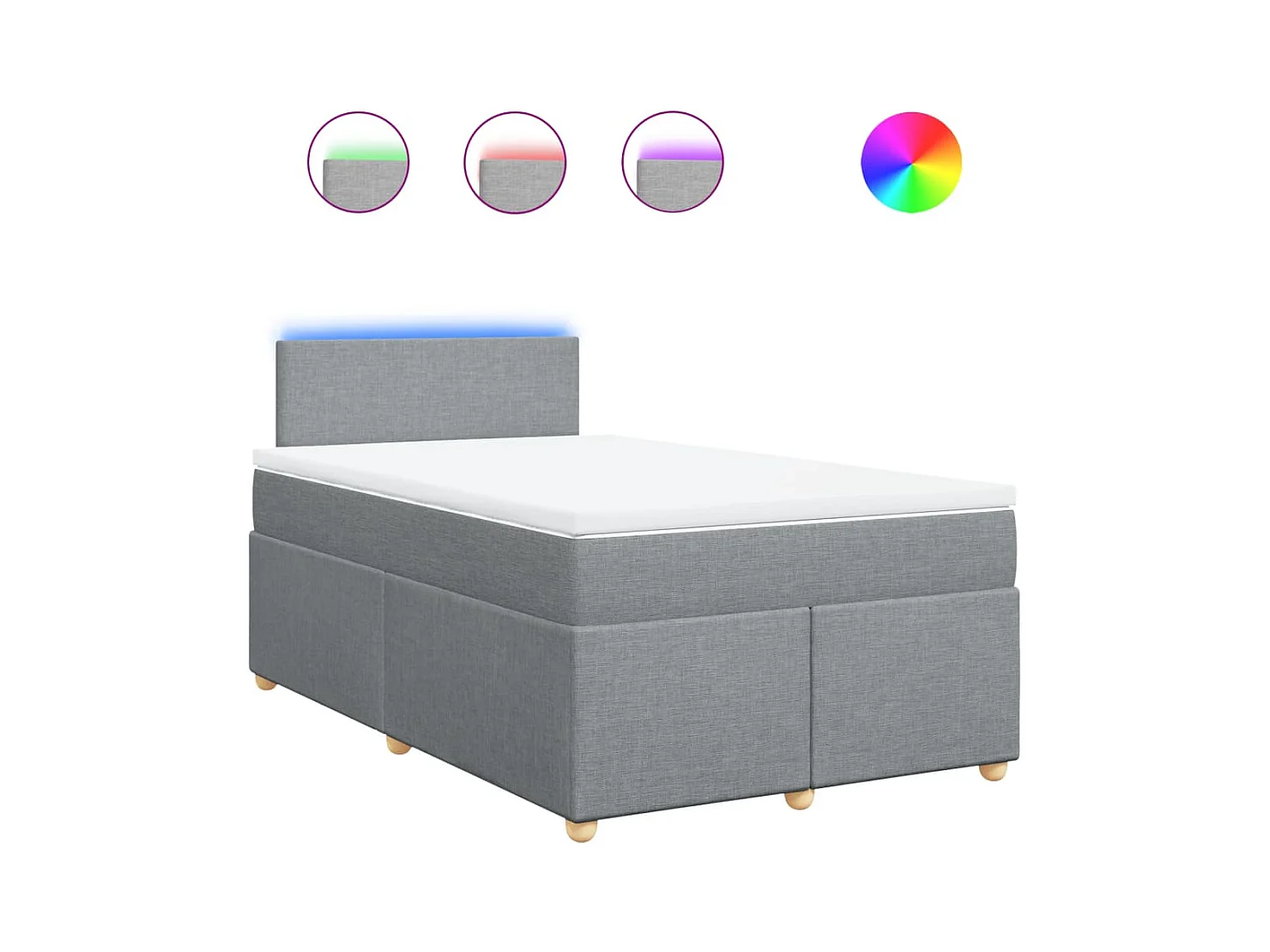 Sommier à lattes de lit et matelas gris clair 120x190 cm tissu