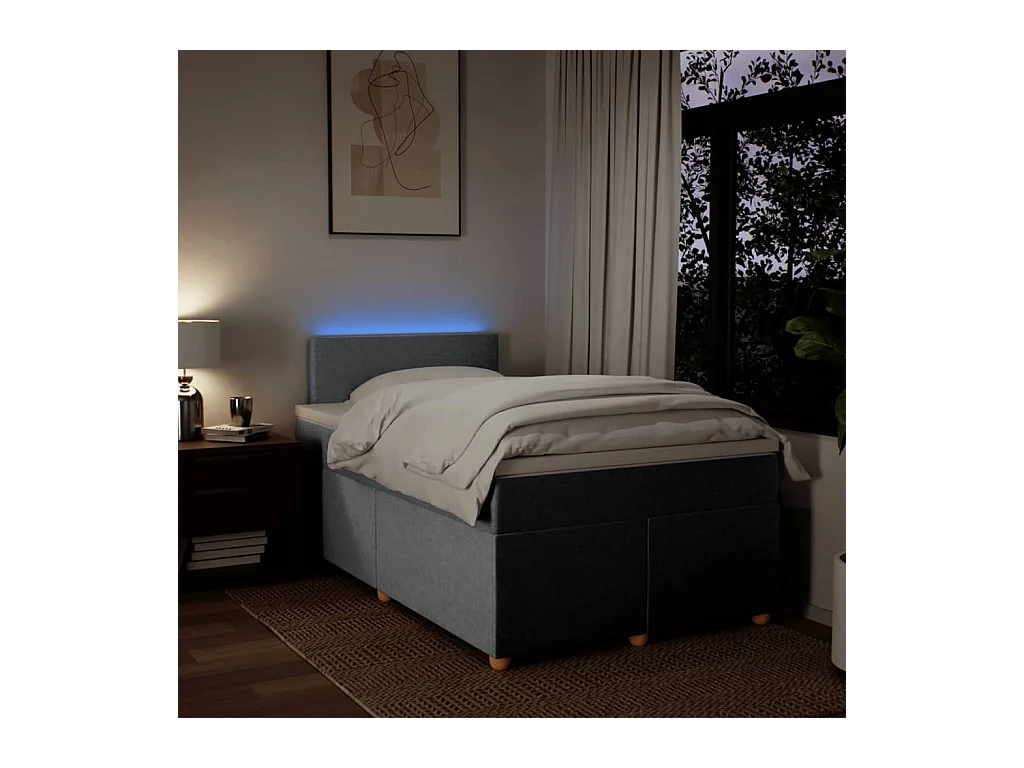 Sommier à lattes de lit et matelas gris clair 120x190 cm tissu