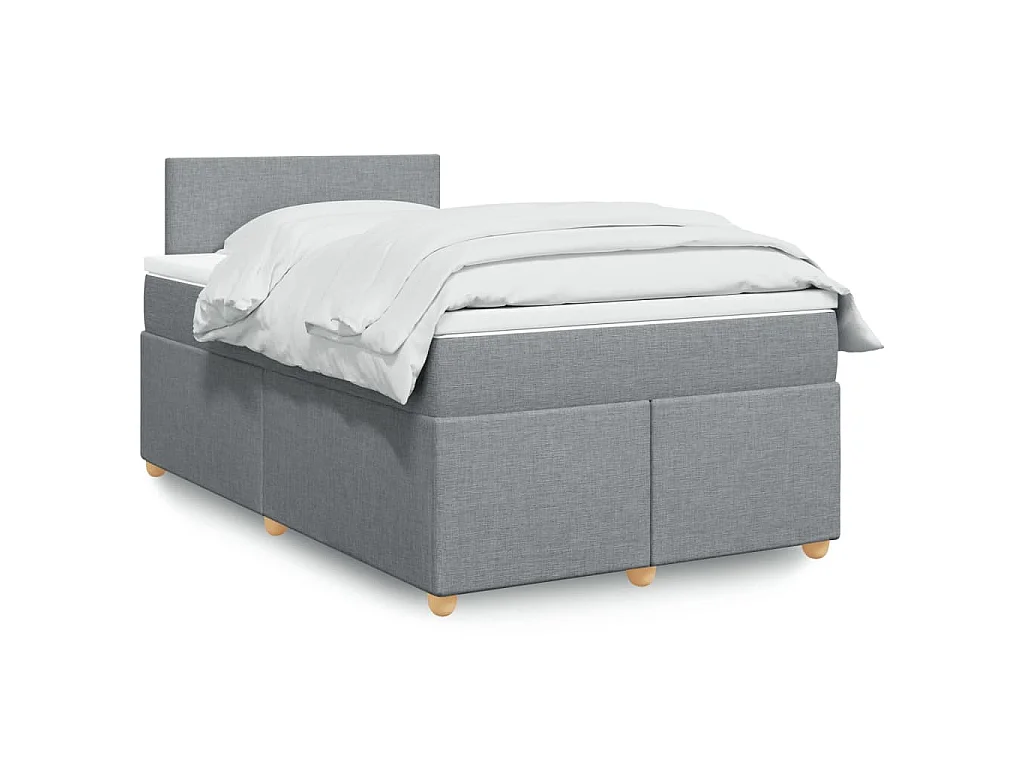 Sommier à lattes de lit et matelas gris clair 120x190 cm tissu