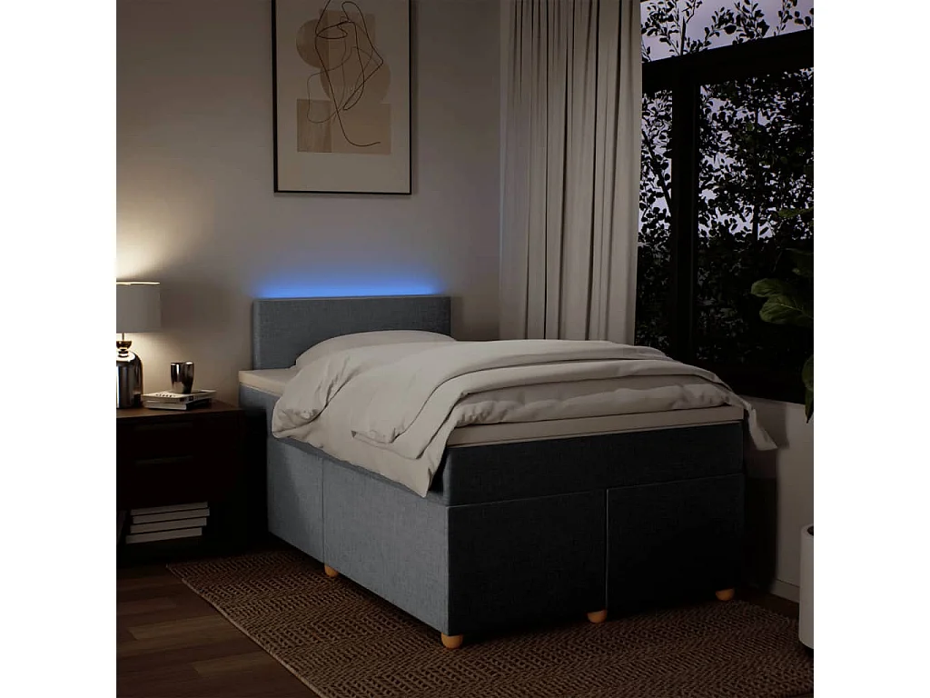 Cama boxspring com colchão 120x190 cm tecido cinzento-claro