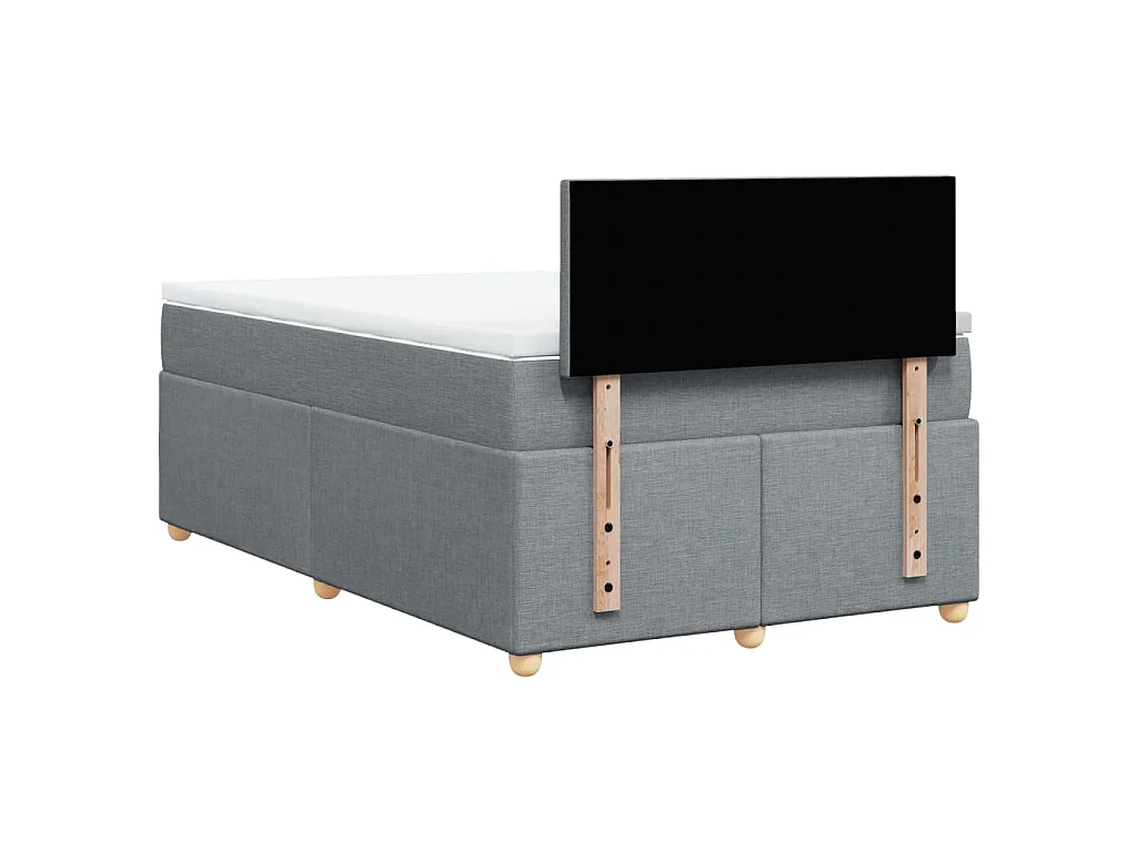 Cama boxspring com colchão 120x190 cm tecido cinzento-claro