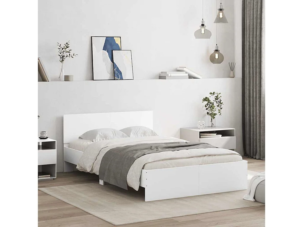 Bedframe met hoofdeinde en LED wit 120x200 cm