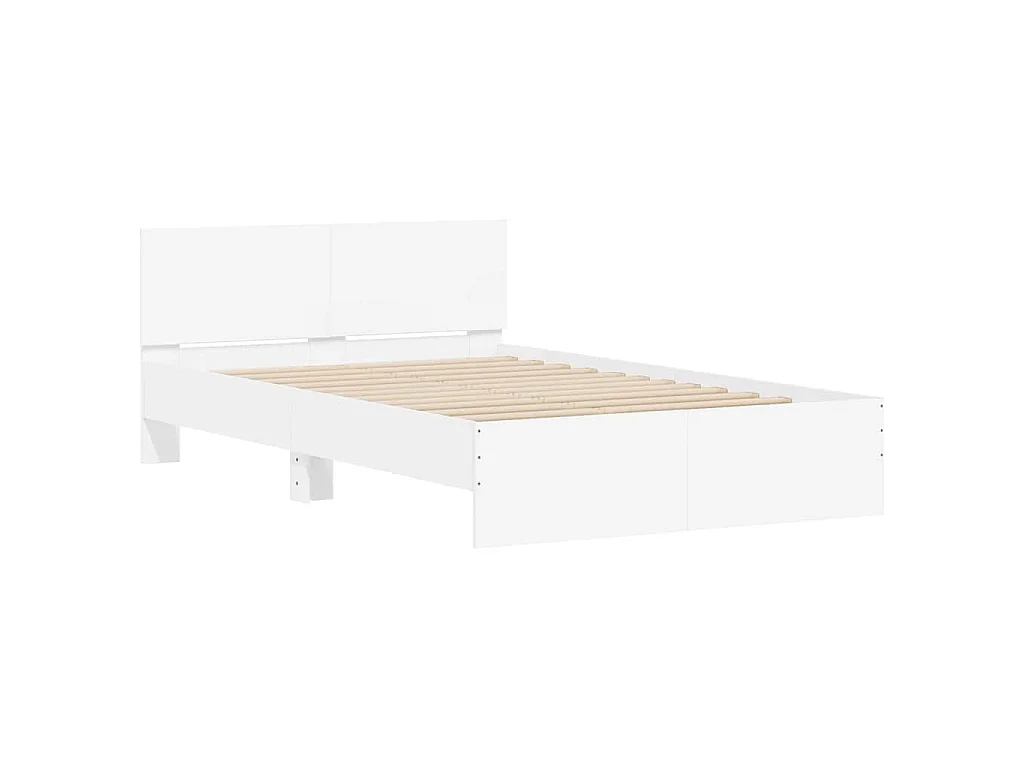 Bedframe met hoofdeinde en LED wit 120x200 cm