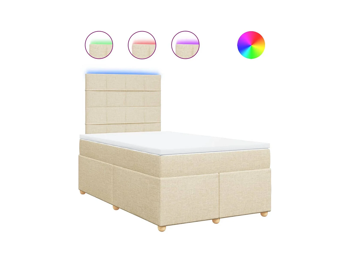 Cama boxspring com colchão 120x190 cm tecido cor creme