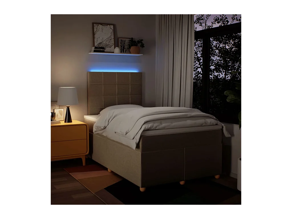 Cama boxspring com colchão 120x190 cm tecido cor creme