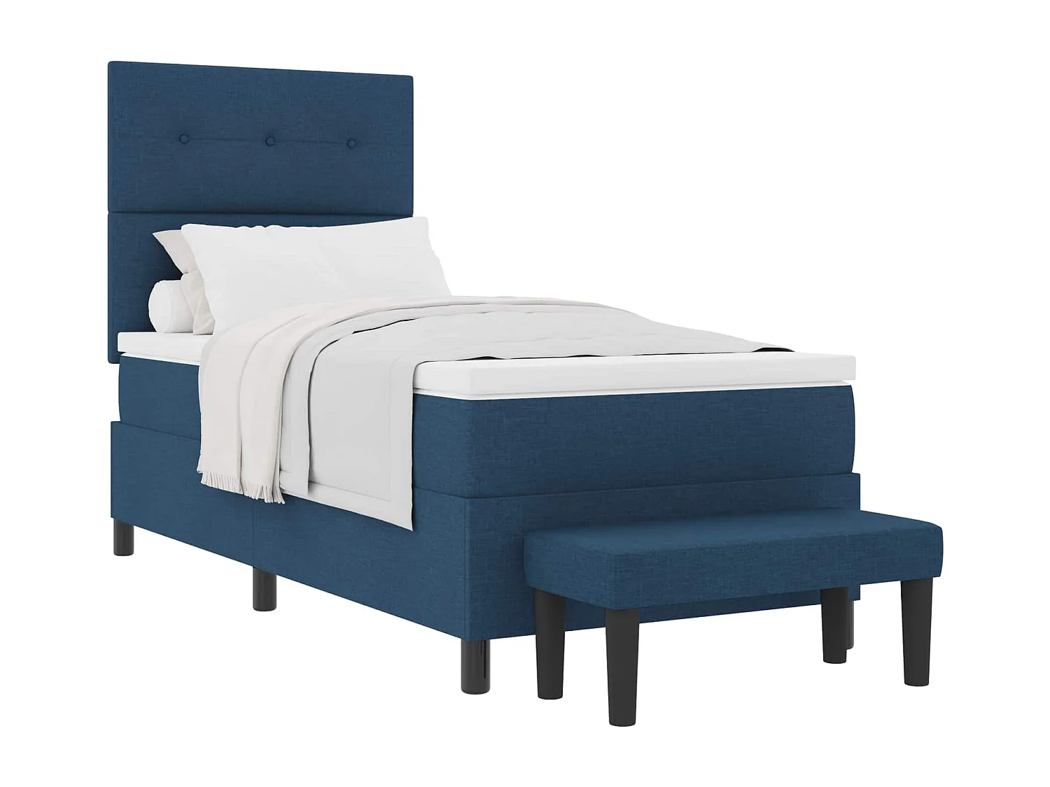 Lit à ressorts avec matelas Bleu 100 x 200 cm tissu