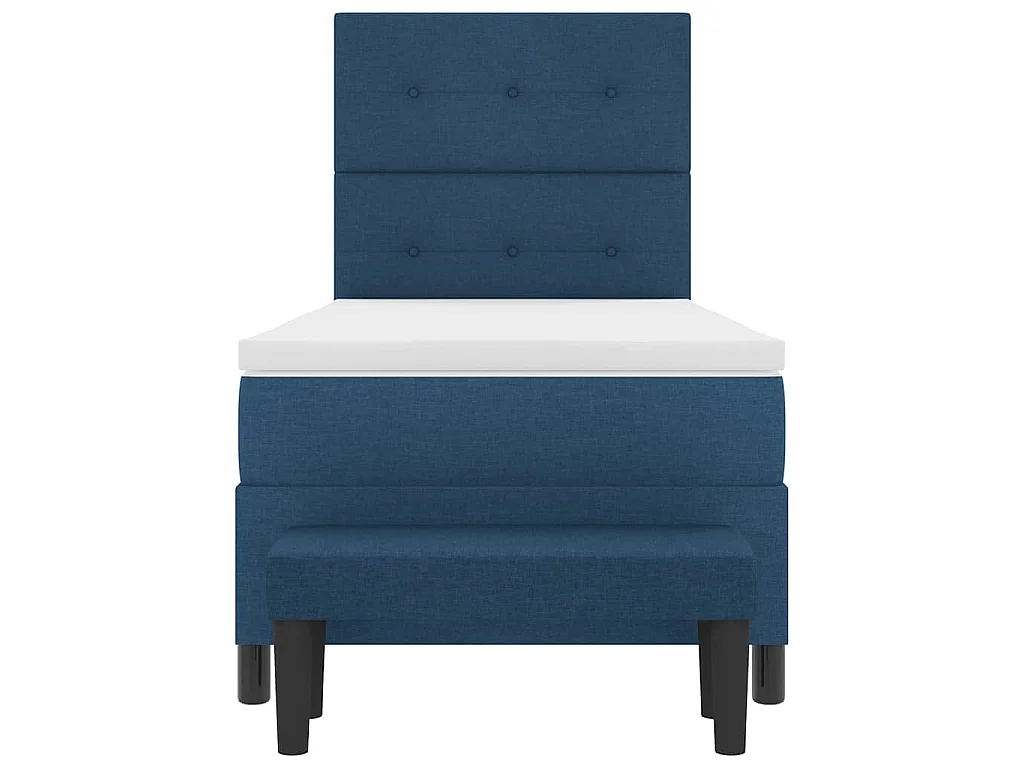 Boxspringbett mit Kopfteil Blau 100 x 200 cm Stoff