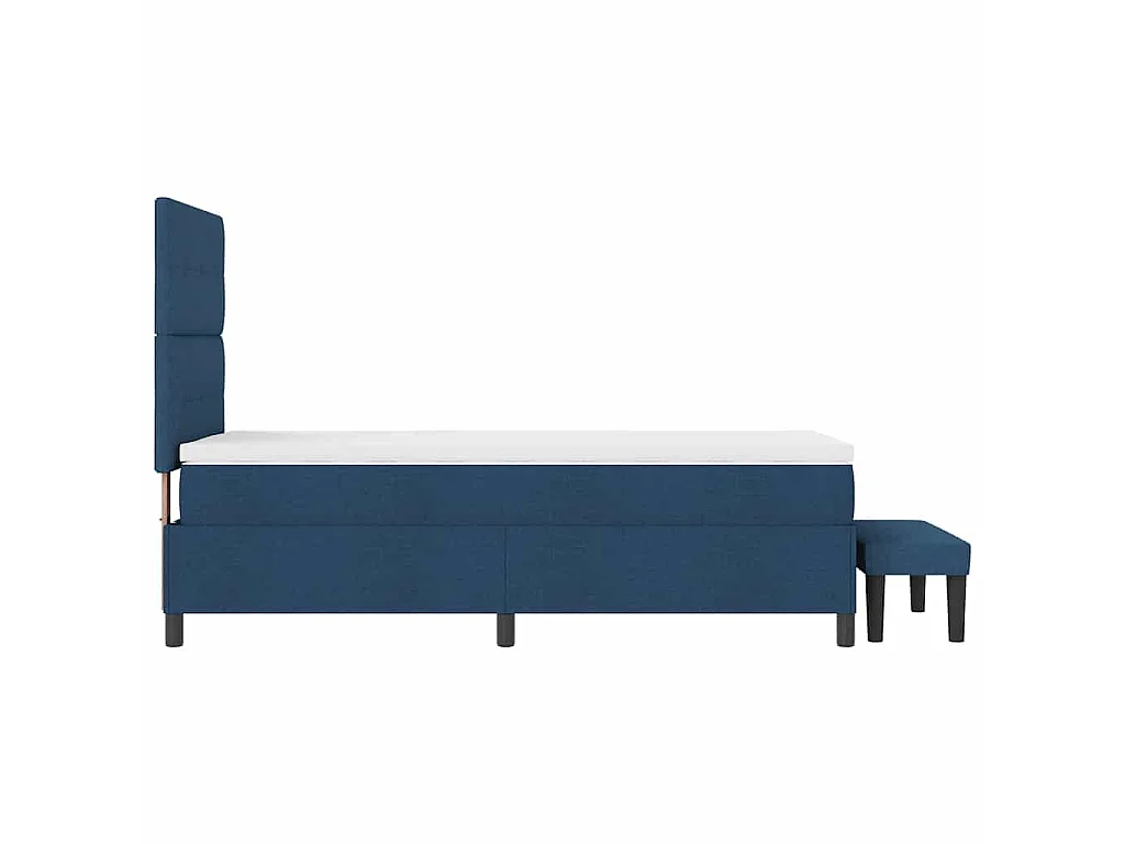 Boxspringbett mit Kopfteil Blau 100 x 200 cm Stoff