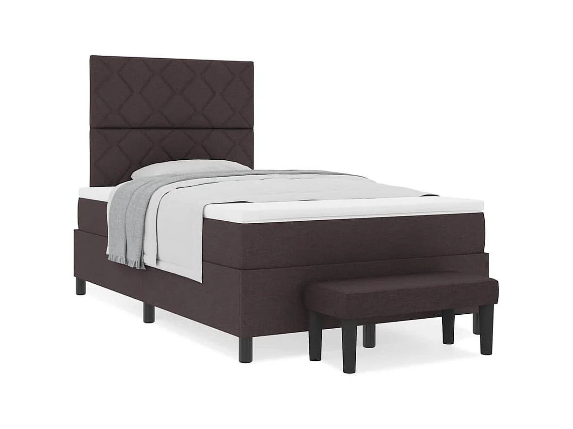 Lit à ressorts avec matelas Marron foncé 120 x 190 cm tissu