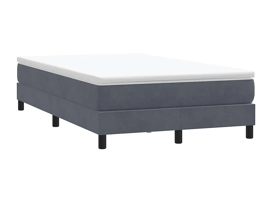 Cama box spring sin colchón terciopelo gris oscuro 120x210 cm