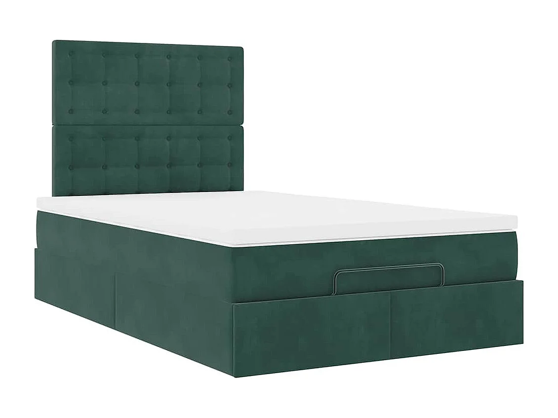 Ottoman bed met matrassen 120x190cm fluweel donkergroen