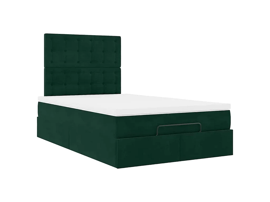 Ottoman bed met matrassen 120x190cm fluweel donkergroen