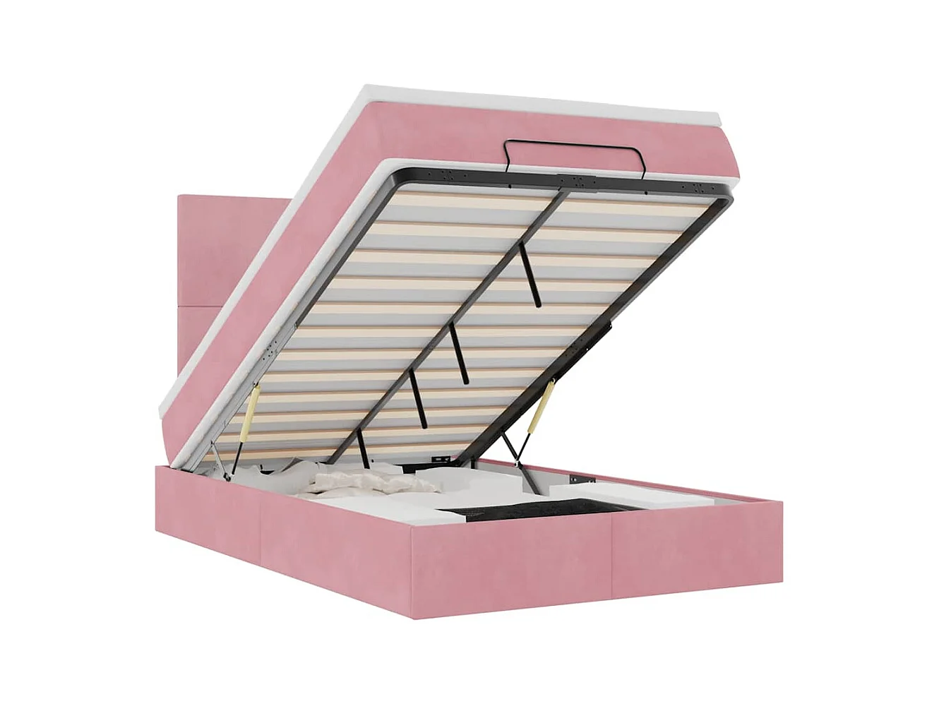 Struttura Letto Pouf con Materassi Rosa 120x190 cm Velluto