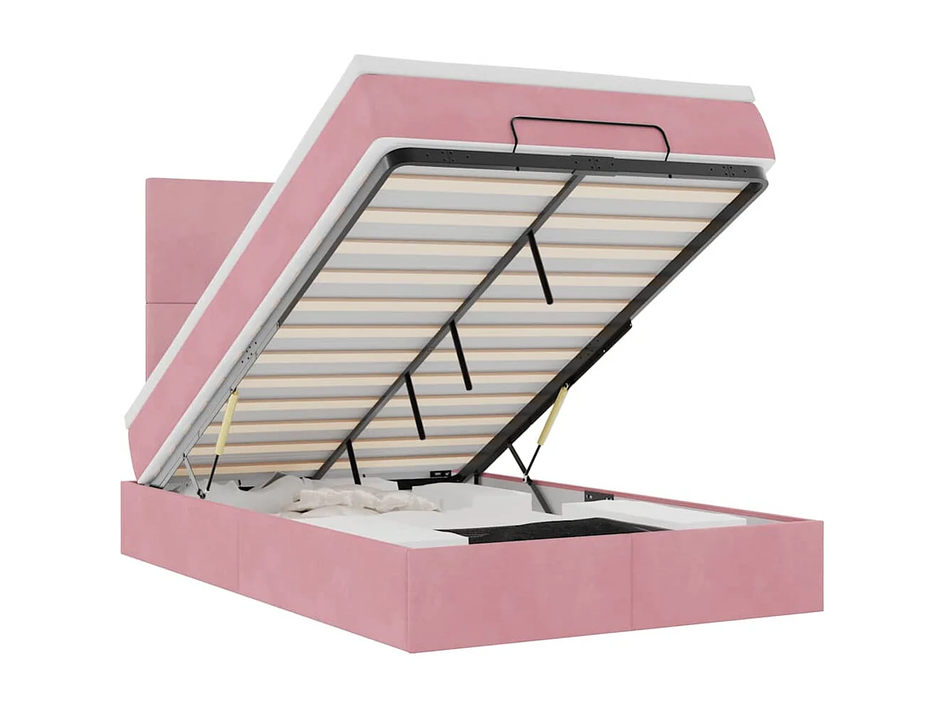 Ottoman bed met matrassen 120x190cm fluweel roze