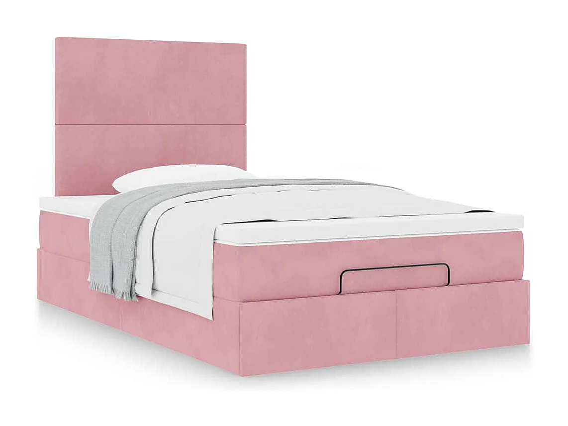 Ottoman bed met matrassen 120x190cm fluweel roze