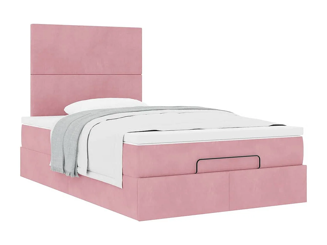 Ottoman bed met matrassen 120x190cm fluweel roze