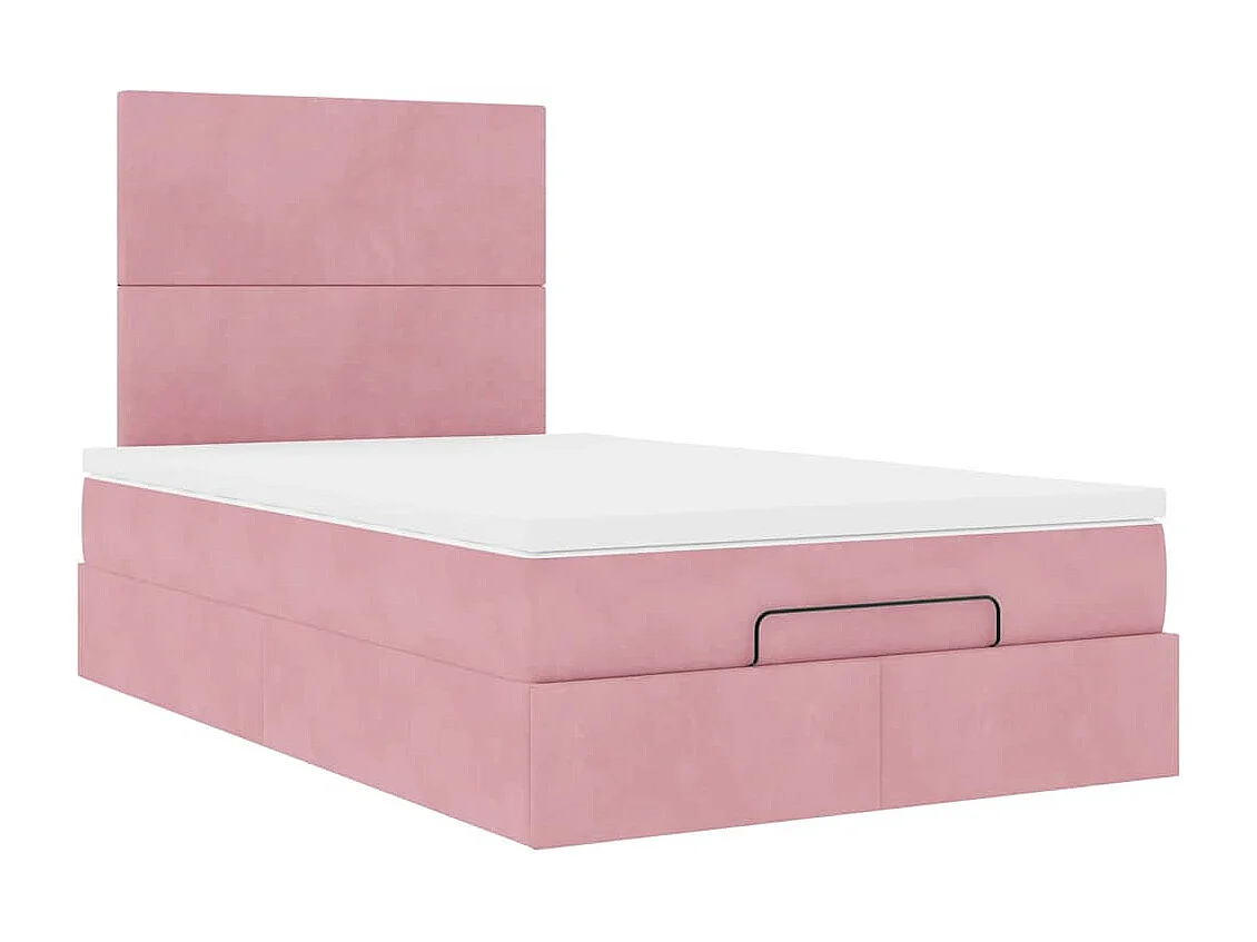 Ottoman bed met matrassen 120x190cm fluweel roze