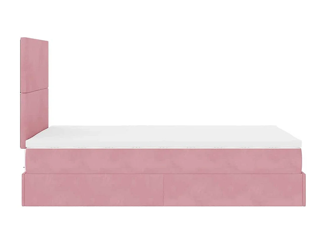 Ottoman bed met matrassen 120x190cm fluweel roze