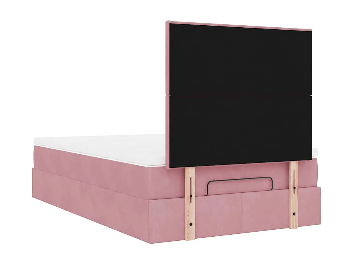 Ottoman bed met matrassen 120x190cm fluweel roze