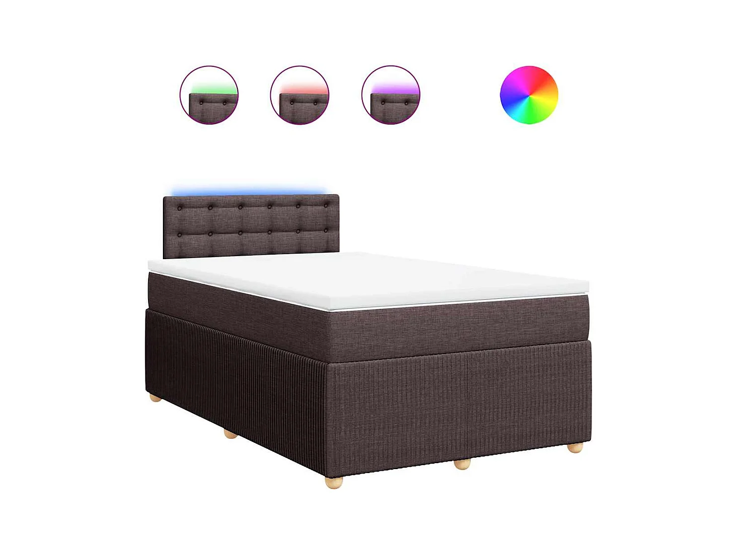 Sommier à lattes de lit et matelas marron foncé 120x190cm tissu